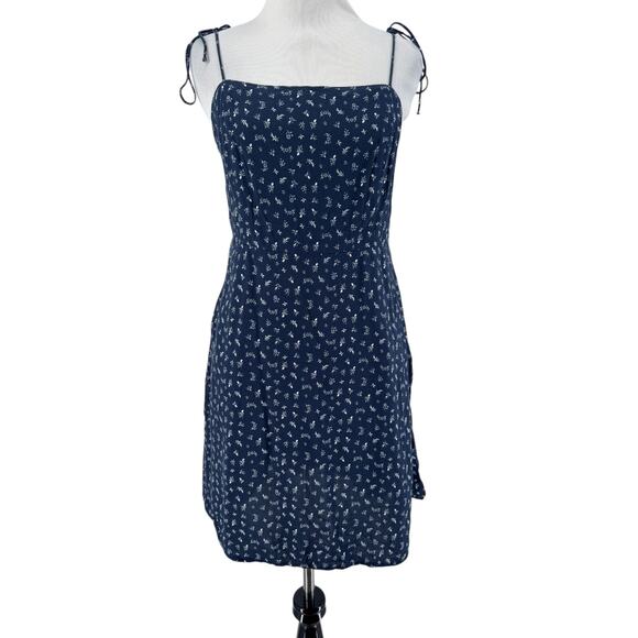Old Navy Women's Navy Blue Floral Sleeveless Cami Tie Strap Mini Dress Medium - Picture 1 of 6